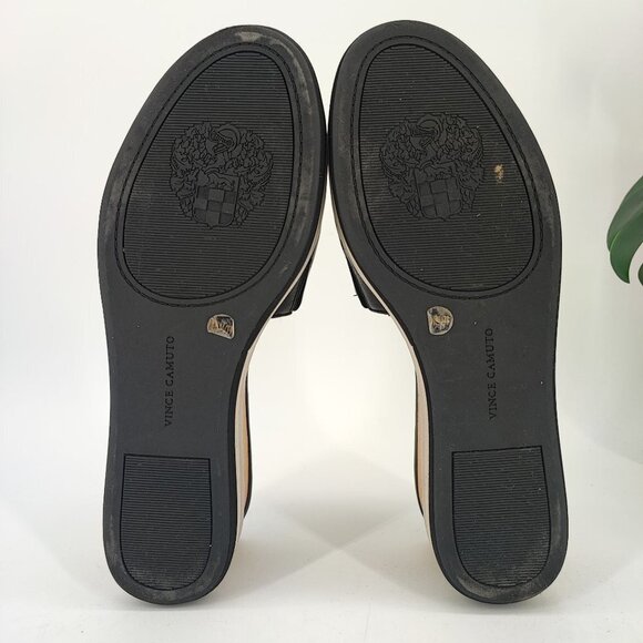 Vince Camuto Women's Pendrea Wedge Black Leather Sandal Size 8.5M - Picture 9 of 9